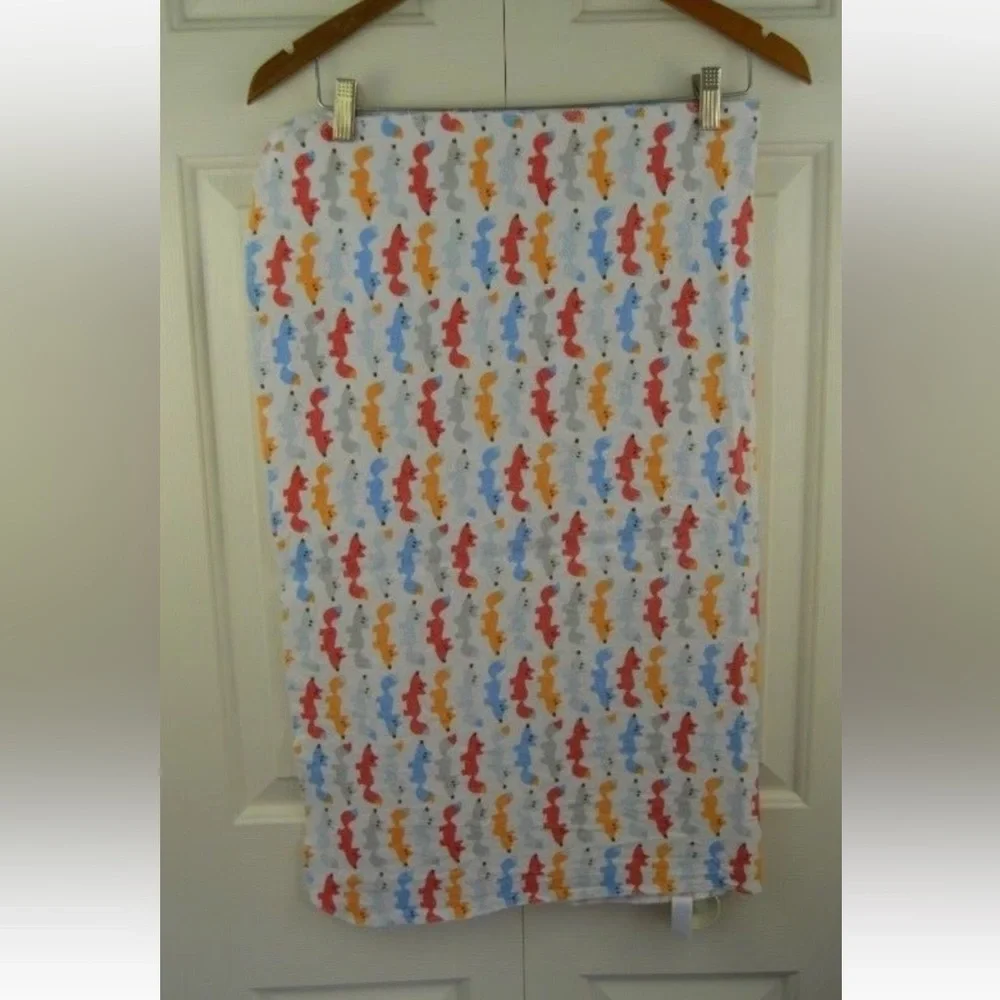 HB Fox Baby Blanket Receiving Flannel Orange Red Gray Blue White hudson lovey